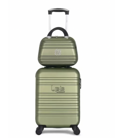 LPb Set de 2 valises - cabine et vanity - modèle Aurélia- Vert kaki